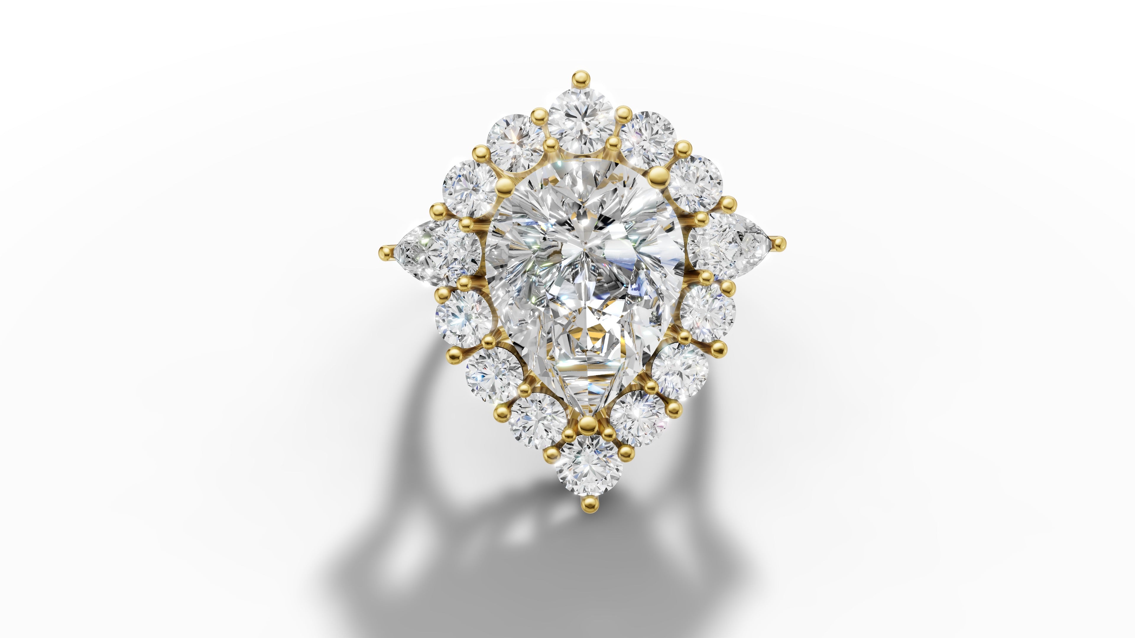 14K Gold 2 ct Pear Cut Diamond Classic Cocktail Ring 14K Gold 2 ct Pear Cut Diamond Classic Cocktail Ring