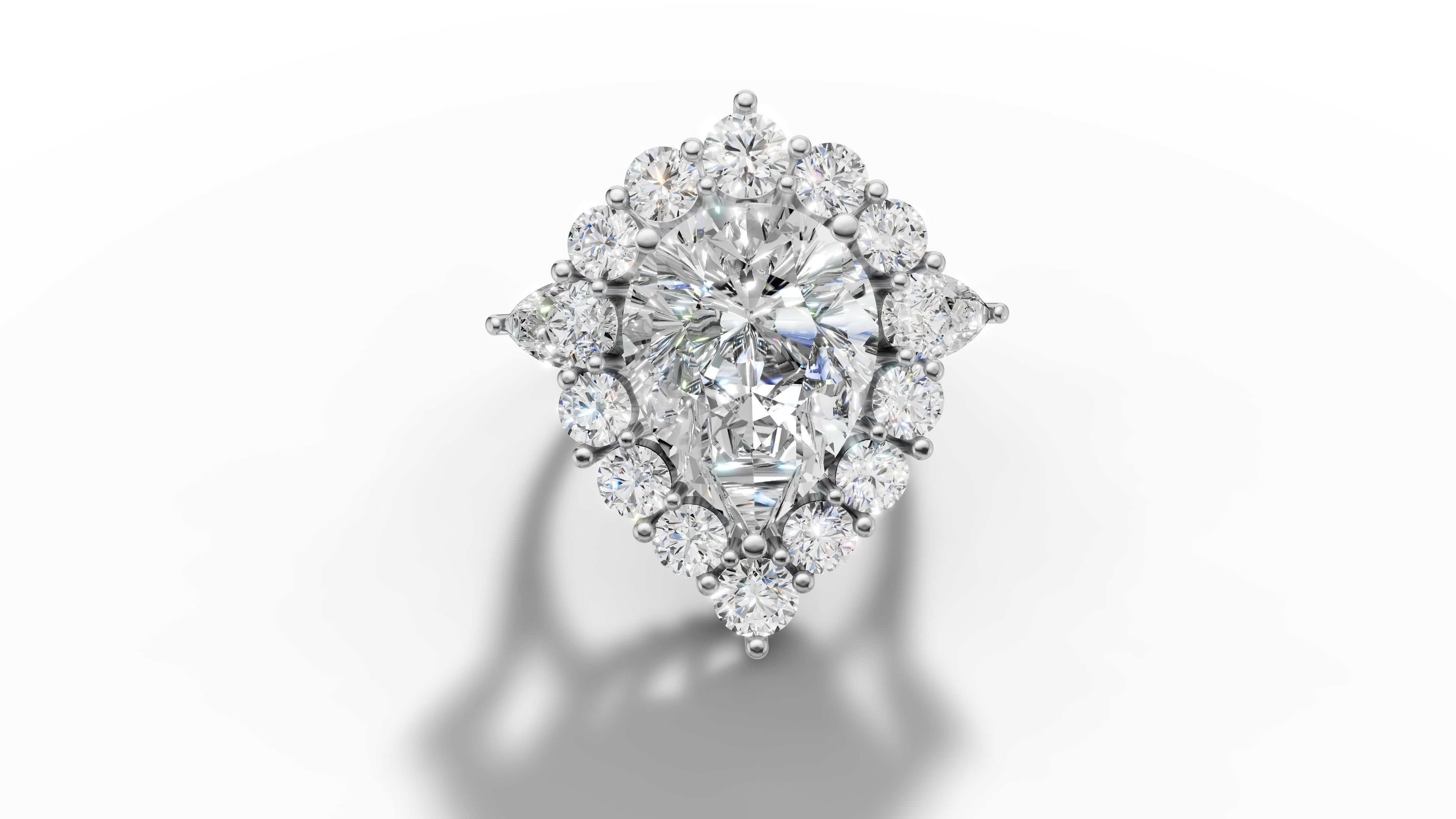 14K Gold 2 ct Pear Cut Diamond Classic Cocktail Ring 14K Gold 2 ct Pear Cut Diamond Classic Cocktail Ring