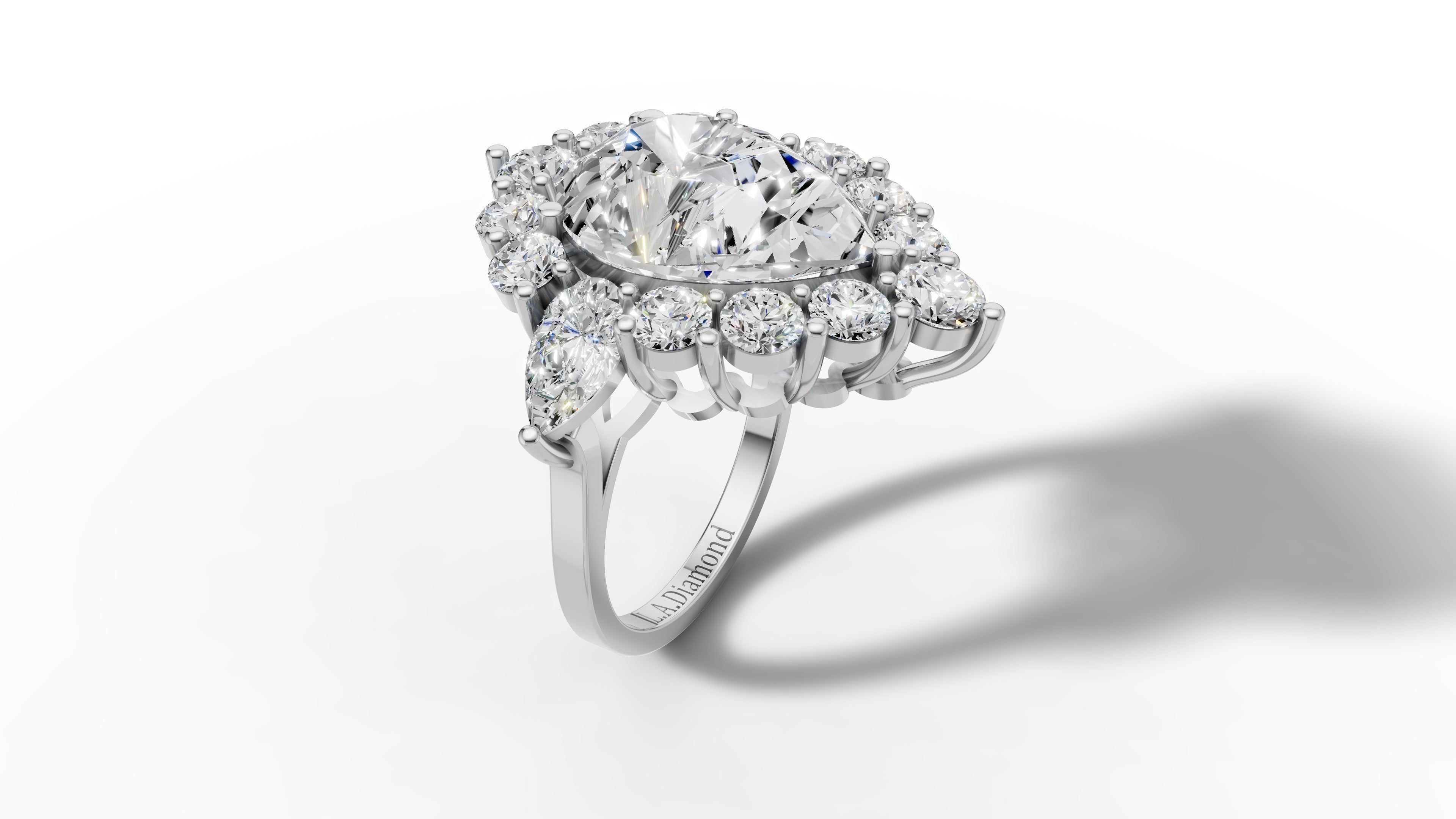 14K Gold 2 ct Pear Cut Diamond Classic Cocktail Ring 14K Gold 2 ct Pear Cut Diamond Classic Cocktail Ring