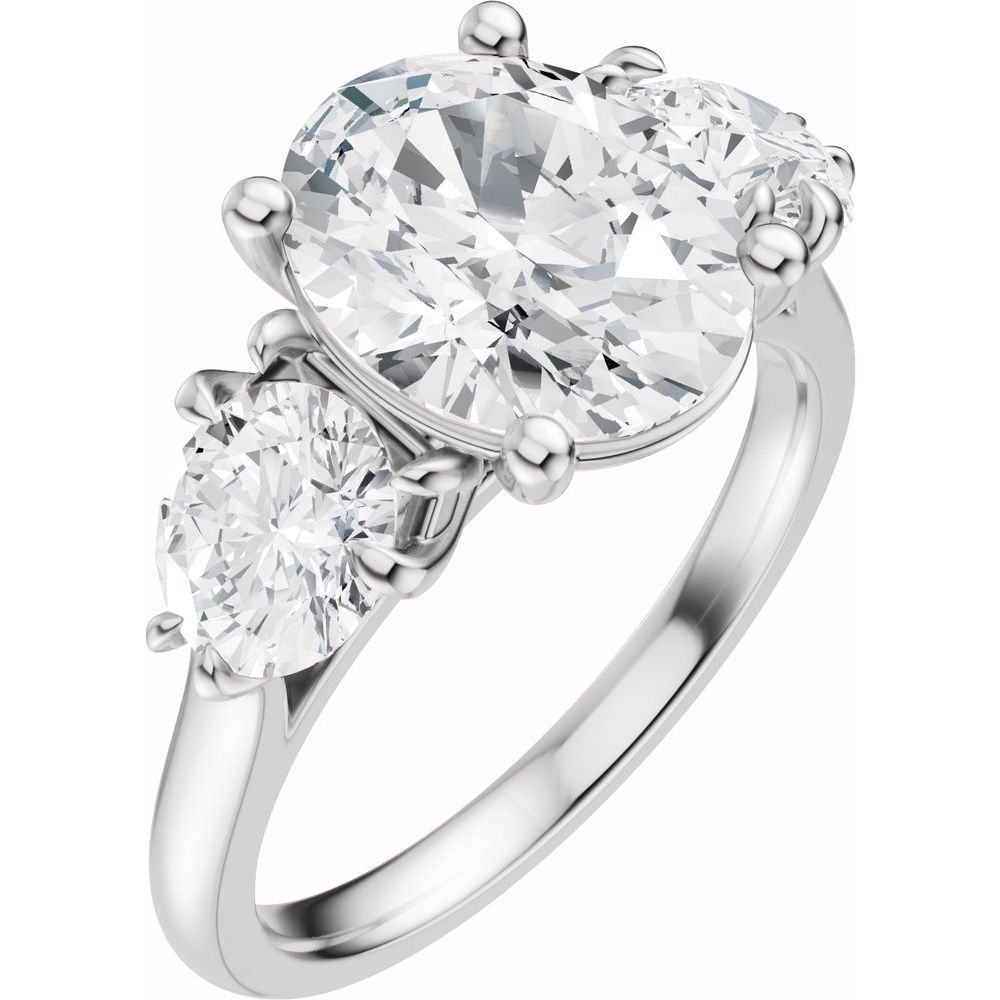 14K Gold 3-Stone Oval & Round Cut Diamond Engagement Ring (2.00 ct) 14K Gold 3-Stone Oval & Round Cut Diamond Engagement Ring (2.00 ct)