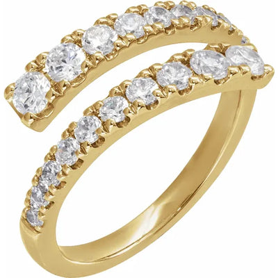 14K Gold Double Row Diamond Bypass Ring – 0.90 ctw