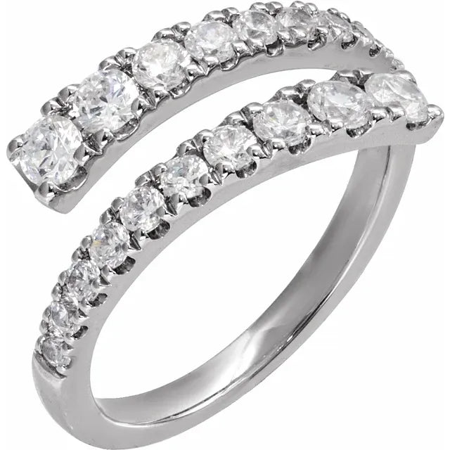 14K Gold Double Row Diamond Bypass Ring – 0.90 ctw 14K Gold Double Row Diamond Bypass Ring – 0.90 ctw