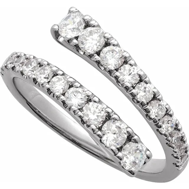 14K Gold Double Row Diamond Bypass Ring – 0.90 ctw 14K Gold Double Row Diamond Bypass Ring – 0.90 ctw