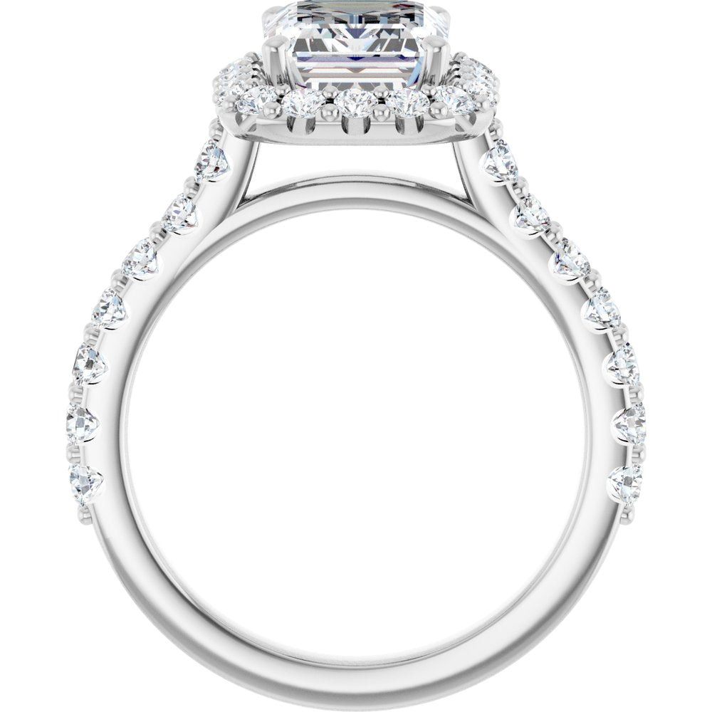 14K Gold Emerald-Cut Diamond Halo Engagement Ring with Matching Band (1.20 ct) 14K Gold Emerald-Cut Diamond Halo Engagement Ring with Matching Band (1.20 ct)