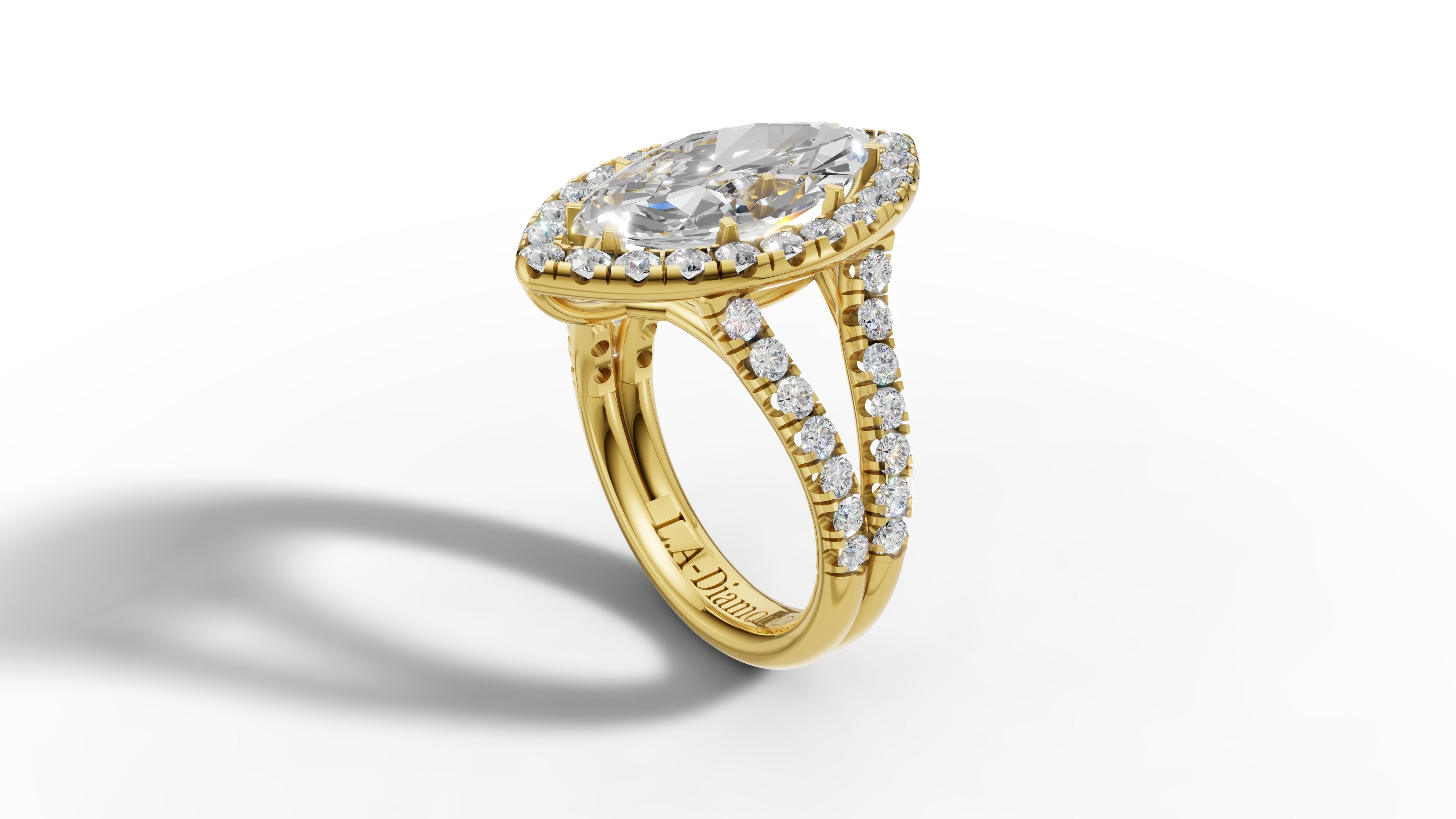 14K Gold Marquise Cut Halo Diamond Open Shank Engagement Ring with Matching Band 14K Gold Marquise Cut Halo Diamond Open Shank Engagement Ring with Matching Band