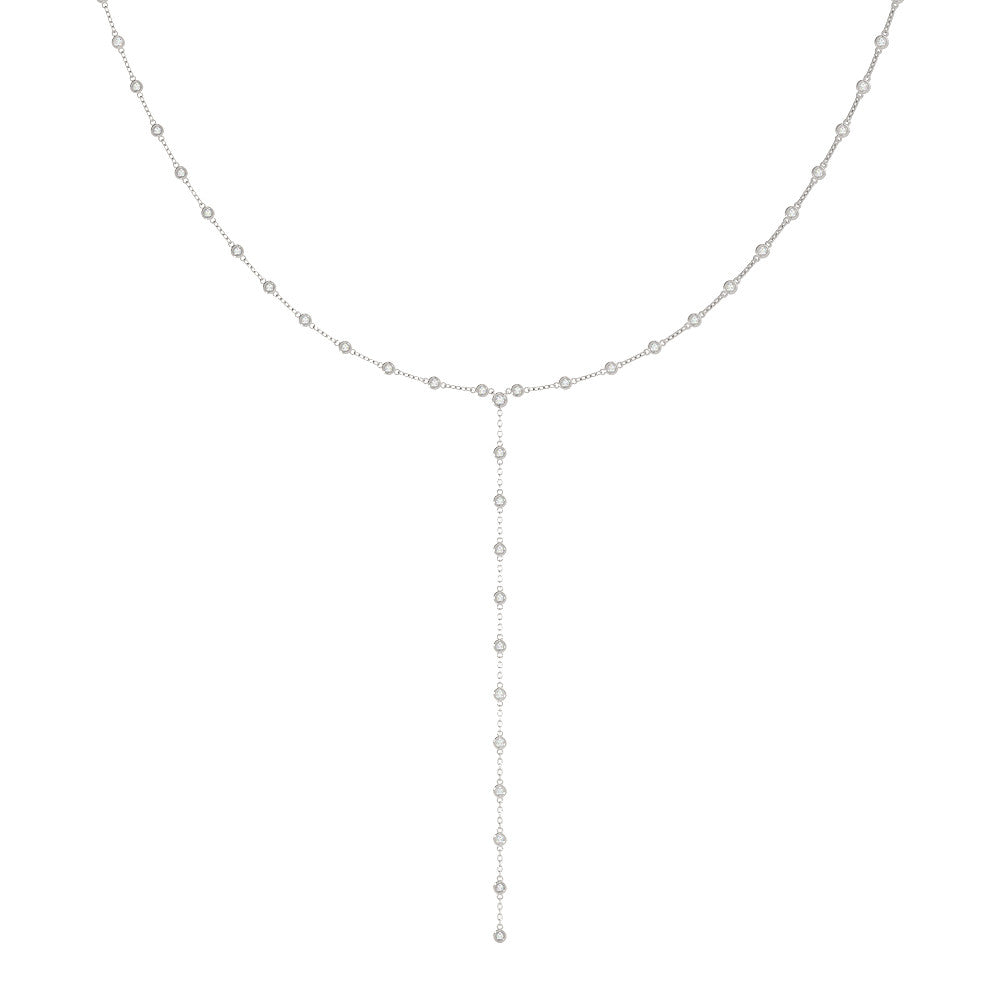 14K Gold Rosary-Style Drop Diamond Y-Necklace (28″) 14K Gold Rosary-Style Drop Diamond Y-Necklace (28″)