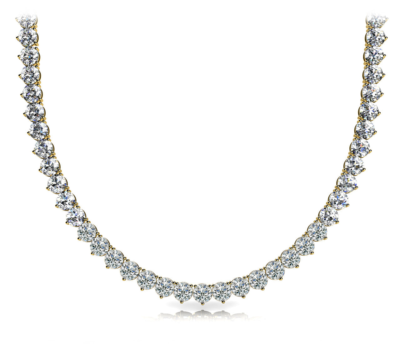 14K Gold Three-Prong Round Diamond Tennis Necklace Set 14K Gold Three-Prong Round Diamond Tennis Necklace Set