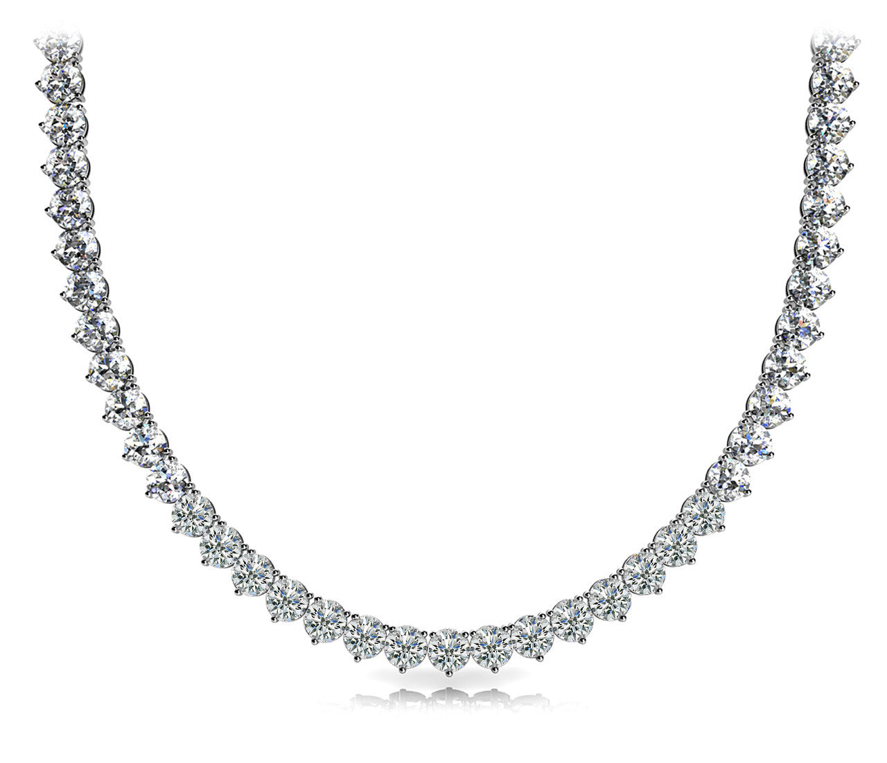 14K Gold Three-Prong Round Diamond Tennis Necklace Set 14K Gold Three-Prong Round Diamond Tennis Necklace Set