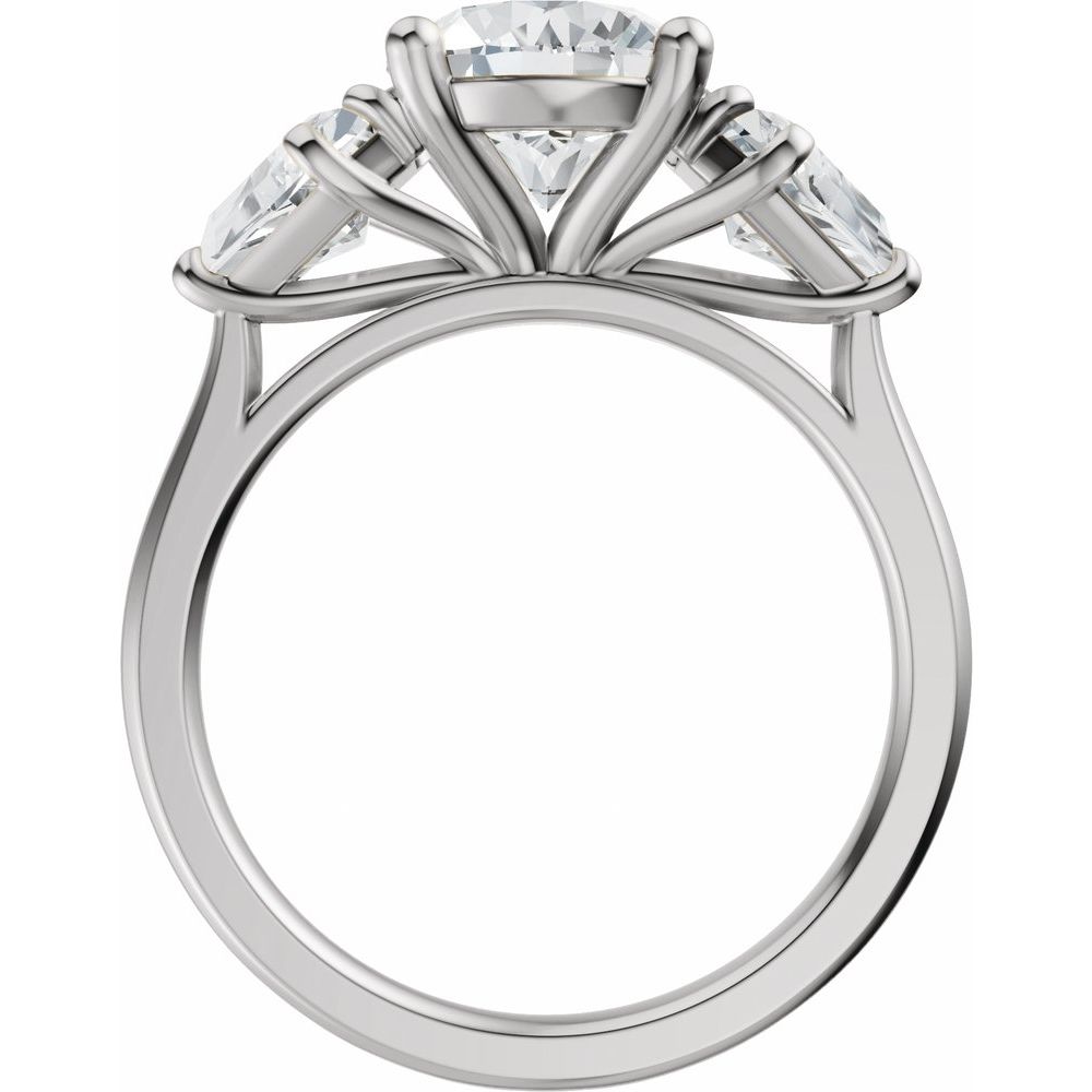 14K Gold Three Stone Round and Trillion Cut Diamond Engagement Ring Set 14K Gold Three Stone Round and Trillion Cut Diamond Engagement Ring Set