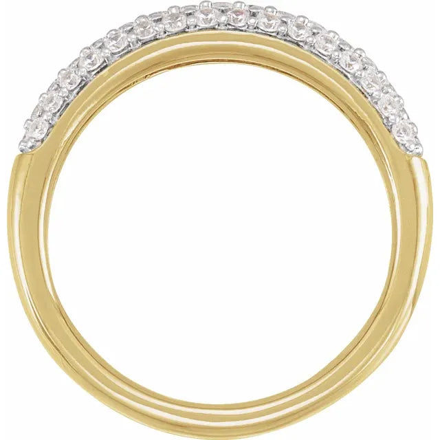 14K Gold Triple-Row Pavé Diamond Wedding Band (Yellow or White) 14K Gold Triple-Row Pavé Diamond Wedding Band (Yellow or White)