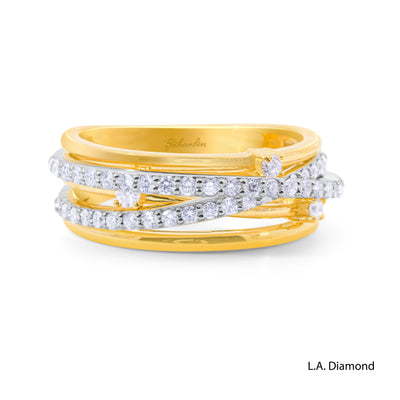 14K Two-Tone Gold Intertwining Diamond Pavé Ring (0.75 ct)