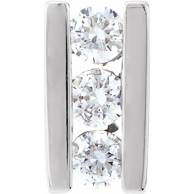14K White Gold 1/4 CTW Three-Stone Channel-Set Diamond Pendant 14K White Gold 1/4 CTW Three-Stone Channel-Set Diamond Pendant