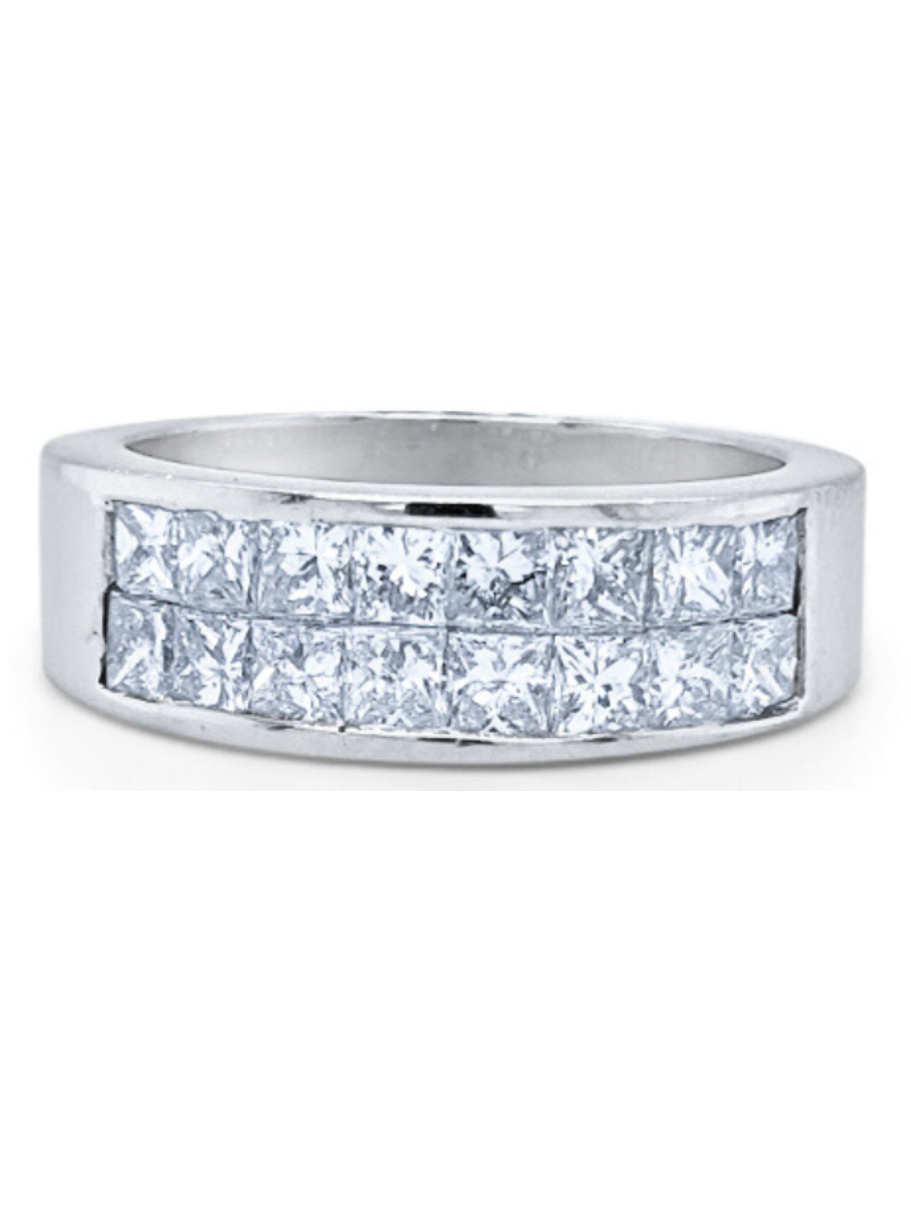 14K White Gold Diamond Bezel Corner Princess Cut Wedding Ring (1.66 ct) 14K White Gold Diamond Bezel Corner Princess Cut Wedding Ring (1.66 ct)