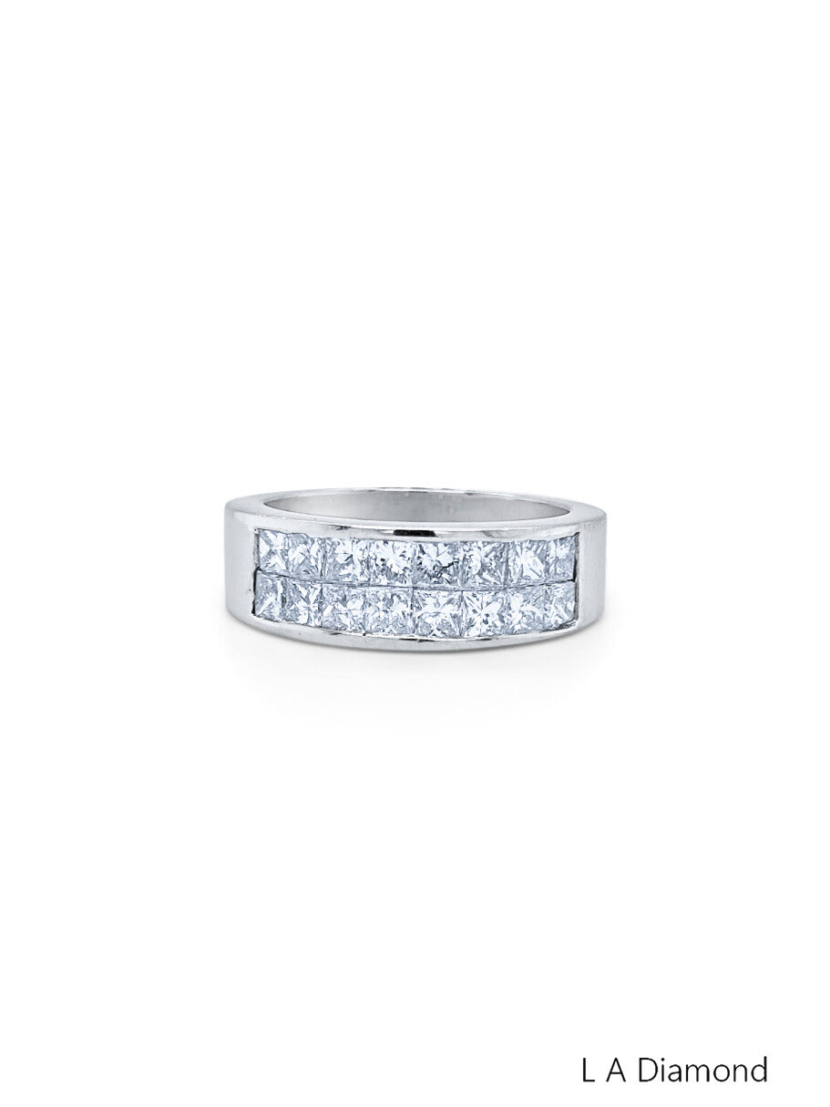 14K White Gold Diamond Bezel Corner Princess Cut Wedding Ring (1.66 ct)_ 14K White Gold Diamond Bezel Corner Princess Cut Wedding Ring (1.66 ct)_