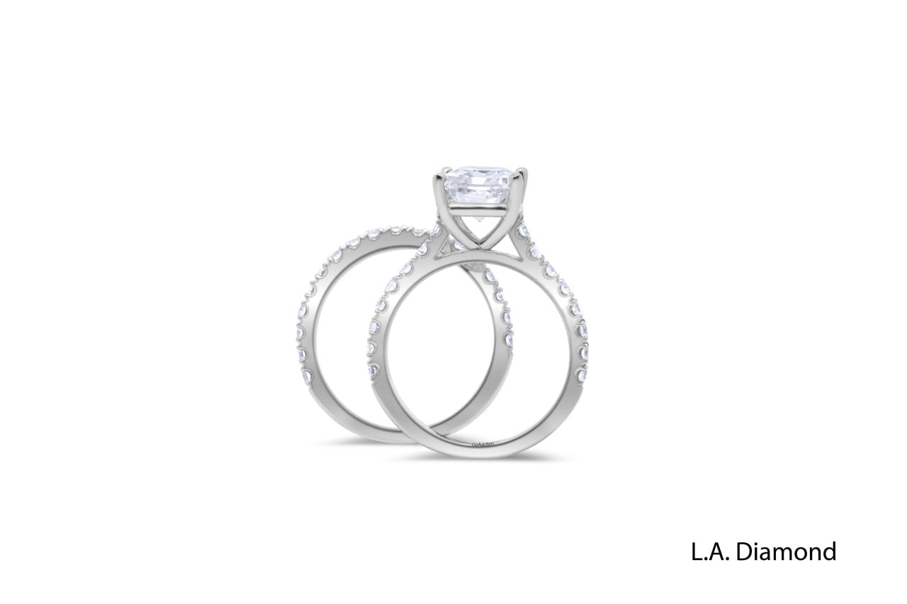 14K White Gold Diamond Cushion and Round Cut Engagement Ring (1.00 ct) 14K White Gold Diamond Cushion and Round Cut Engagement Ring (1.00 ct)