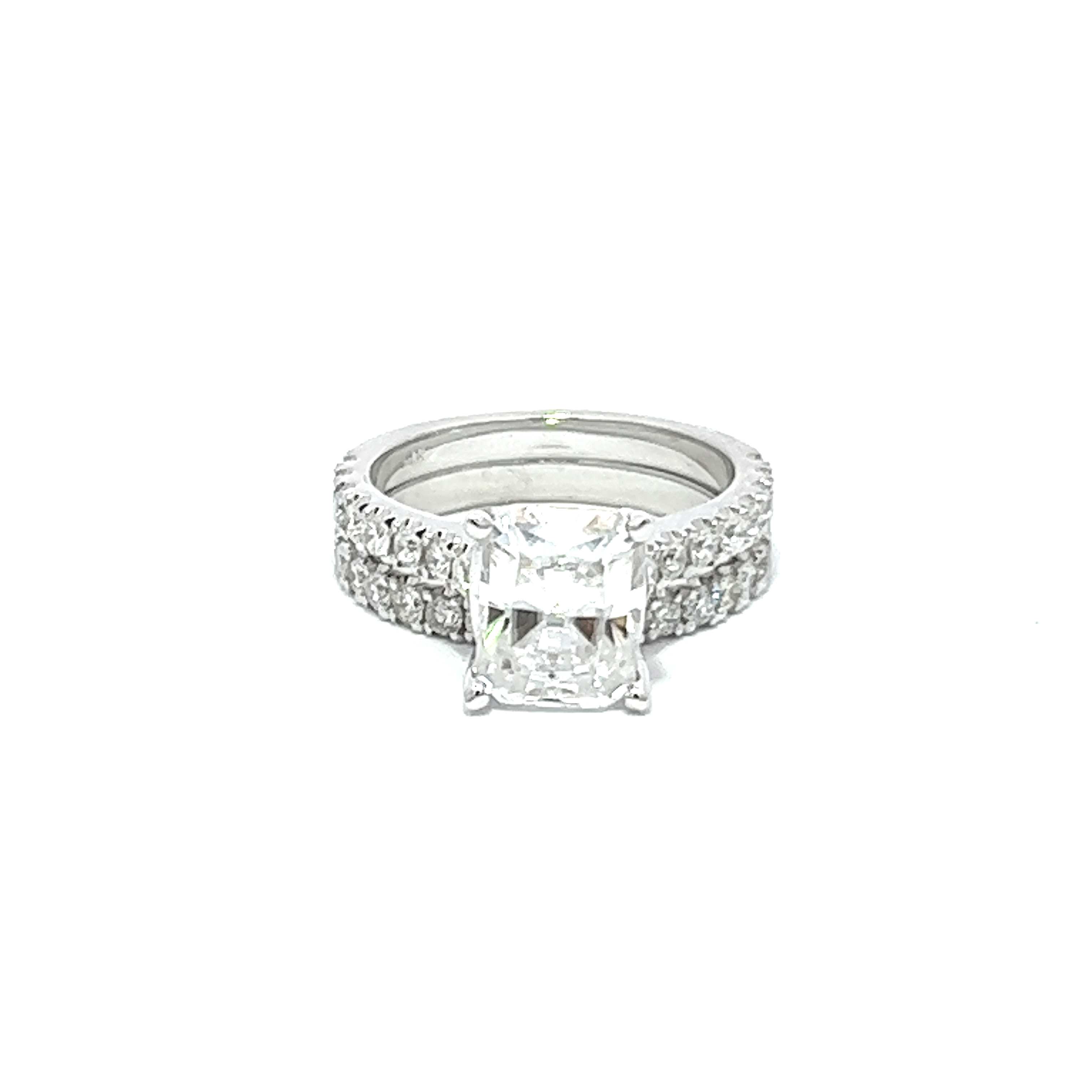 14K White Gold Diamond Cushion and Round Cut Engagement Ring (1.00 ct) 14K White Gold Diamond Cushion and Round Cut Engagement Ring (1.00 ct)