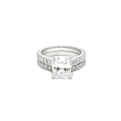 14K White Gold Diamond Cushion and Round Cut Engagement Ring (1.00 ct) 14K White Gold Diamond Cushion and Round Cut Engagement Ring (1.00 ct)
