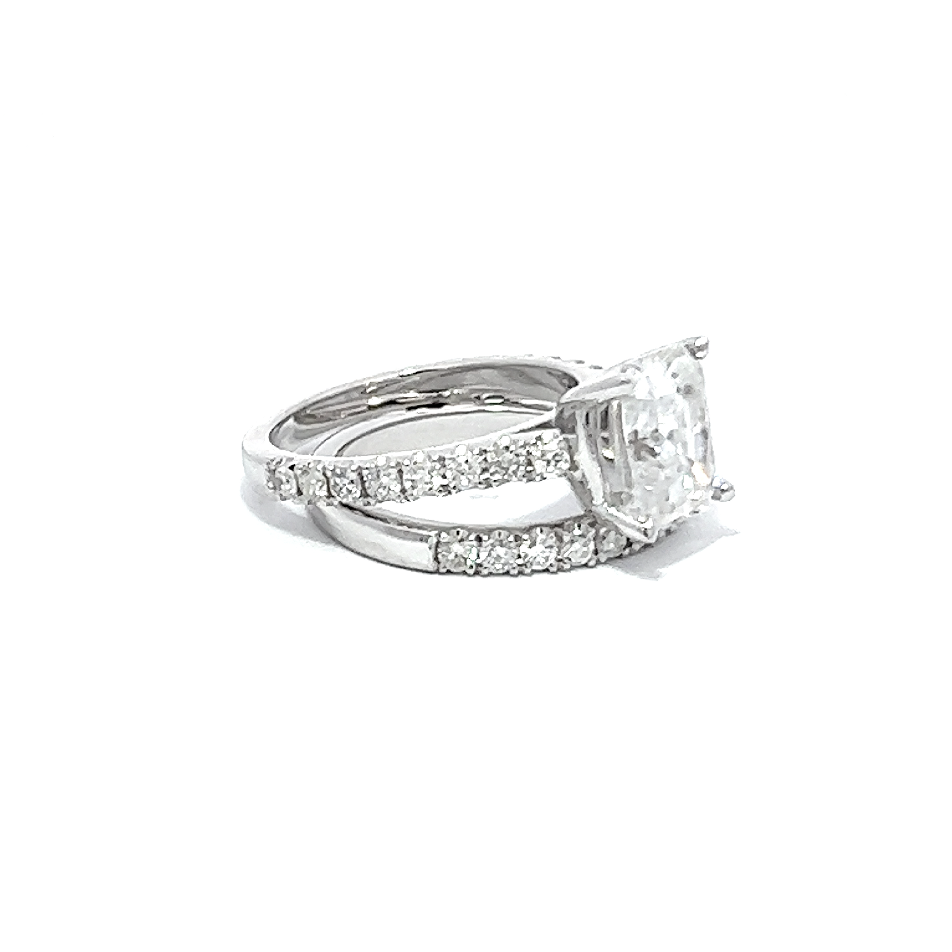 14K White Gold Diamond Cushion and Round Cut Engagement Ring (1.00 ct) 14K White Gold Diamond Cushion and Round Cut Engagement Ring (1.00 ct)