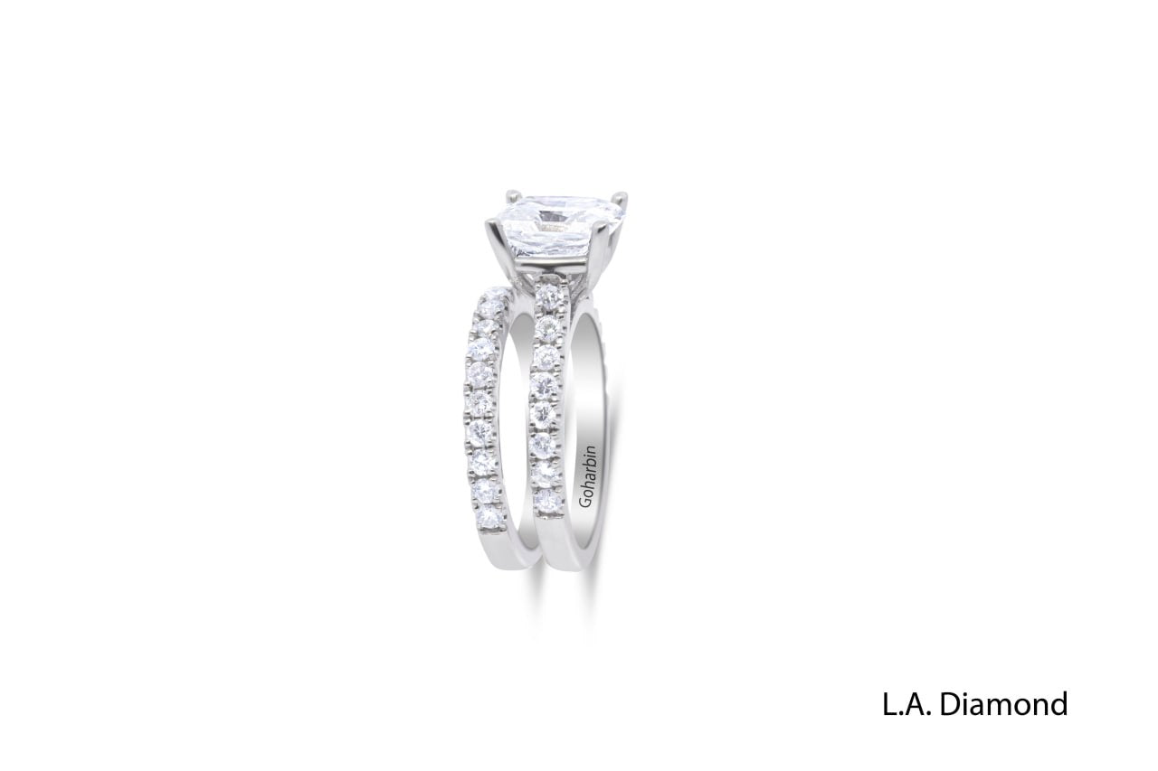 14K White Gold Diamond Cushion and Round Cut Engagement Ring (1.00 ct) 14K White Gold Diamond Cushion and Round Cut Engagement Ring (1.00 ct)