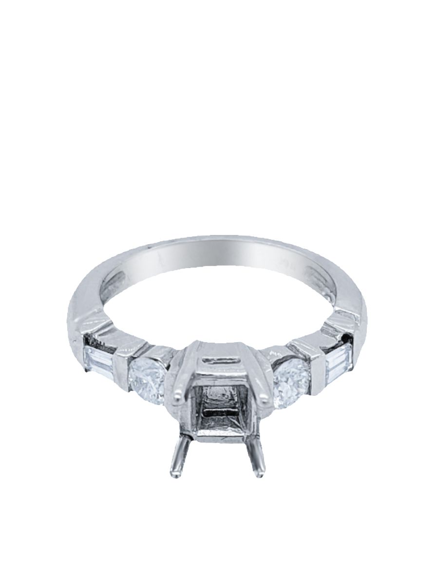 14K White Gold Diamond Princess Cut Engagement Ring (0.72 ct) 14K White Gold Diamond Princess Cut Engagement Ring (0.72 ct)