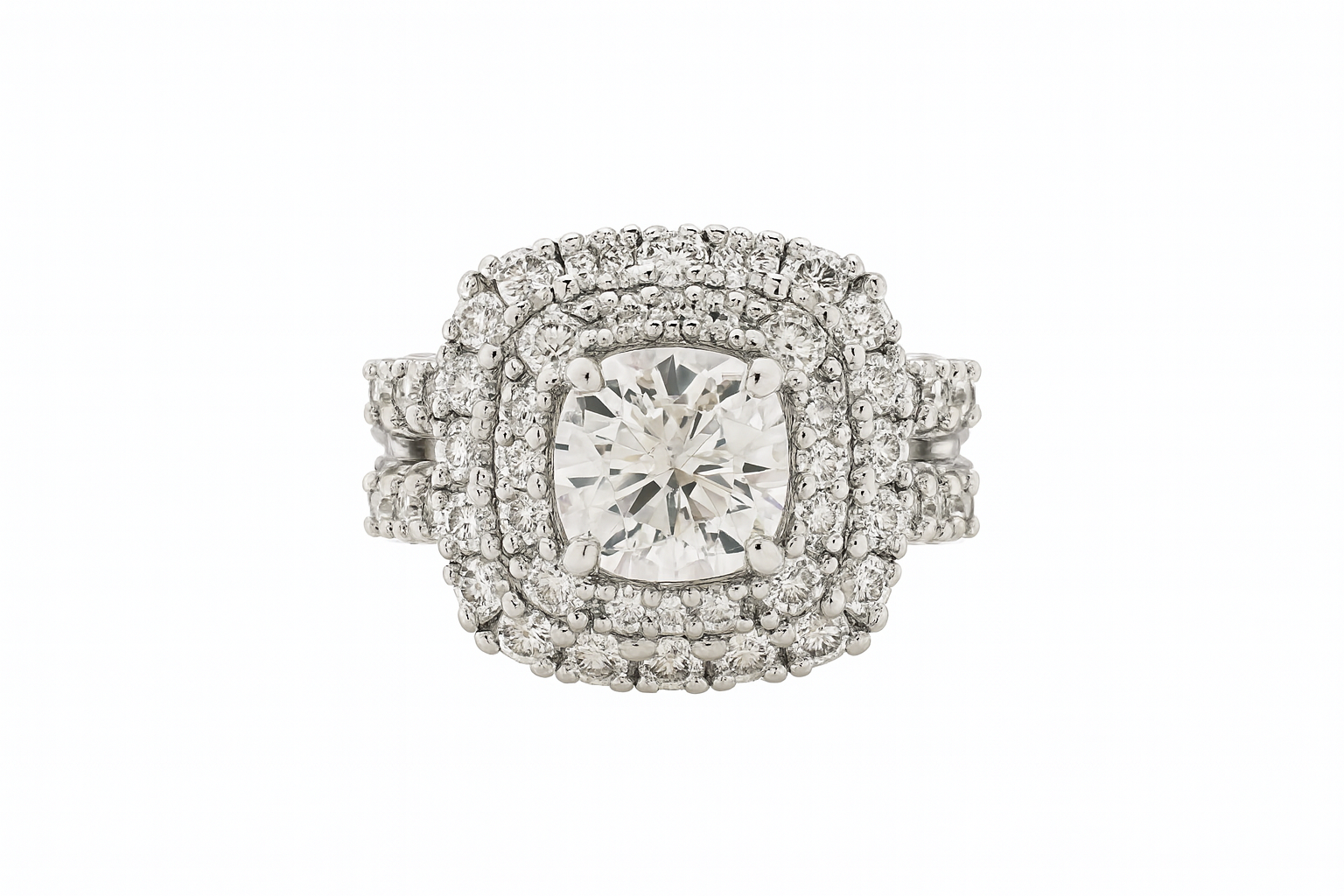14K White Gold Diamond Round Cut Halo Engagement Ring (1.00 ct) 14K White Gold Diamond Round Cut Halo Engagement Ring (1.00 ct)