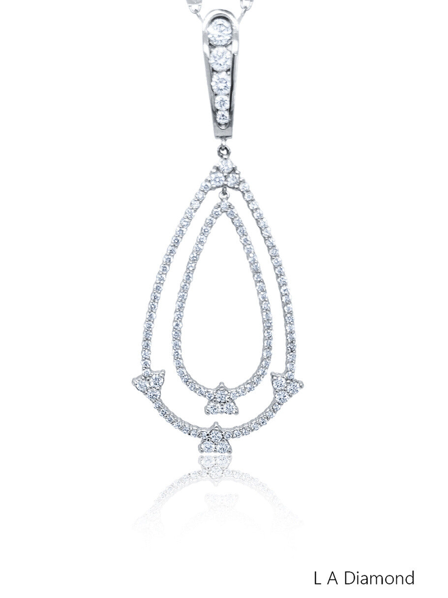 14K White Gold Diamond Round Cut Teardrop Pendant (2 ct) 14K White Gold Diamond Round Cut Teardrop Pendant (2 ct)