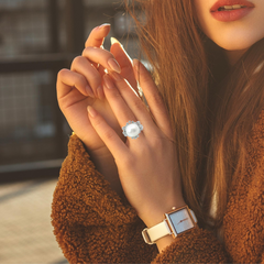 14K White Gold Diamond and Round Fresh Water Pearl Engagement Ring – 2.50ct 14K White Gold Diamond and Round Fresh Water Pearl Engagement Ring – 2.50ct