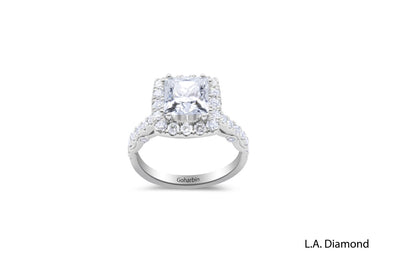 14K White Gold Diamond with Halo Princess Cut Engagement Ring (1.00 ct)