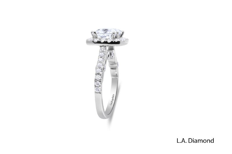 14K White Gold Diamond with Halo Princess Cut Engagement Ring (1.00 ct) 14K White Gold Diamond with Halo Princess Cut Engagement Ring (1.00 ct)