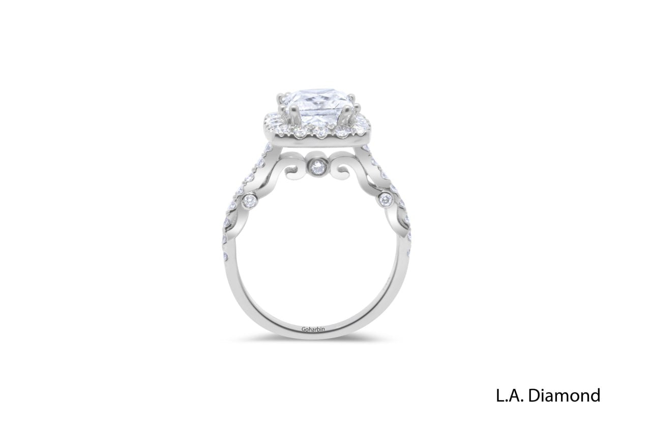 14K White Gold Diamond with Halo Princess Cut Engagement Ring (1.00 ct) 14K White Gold Diamond with Halo Princess Cut Engagement Ring (1.00 ct)