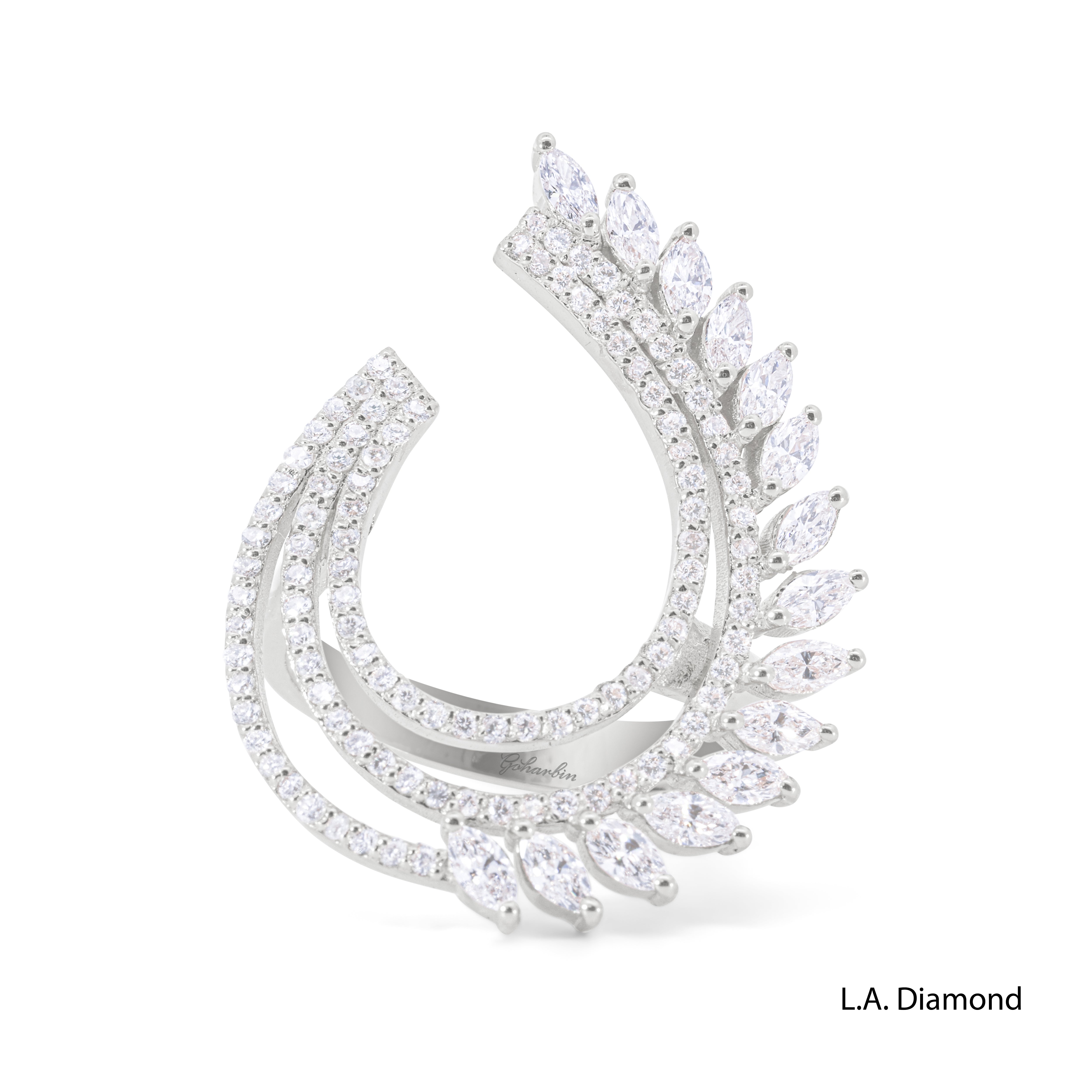 14K White Gold Elegant Feathered Diamond Ring (1.29 ct) 14K White Gold Elegant Feathered Diamond Ring (1.29 ct)