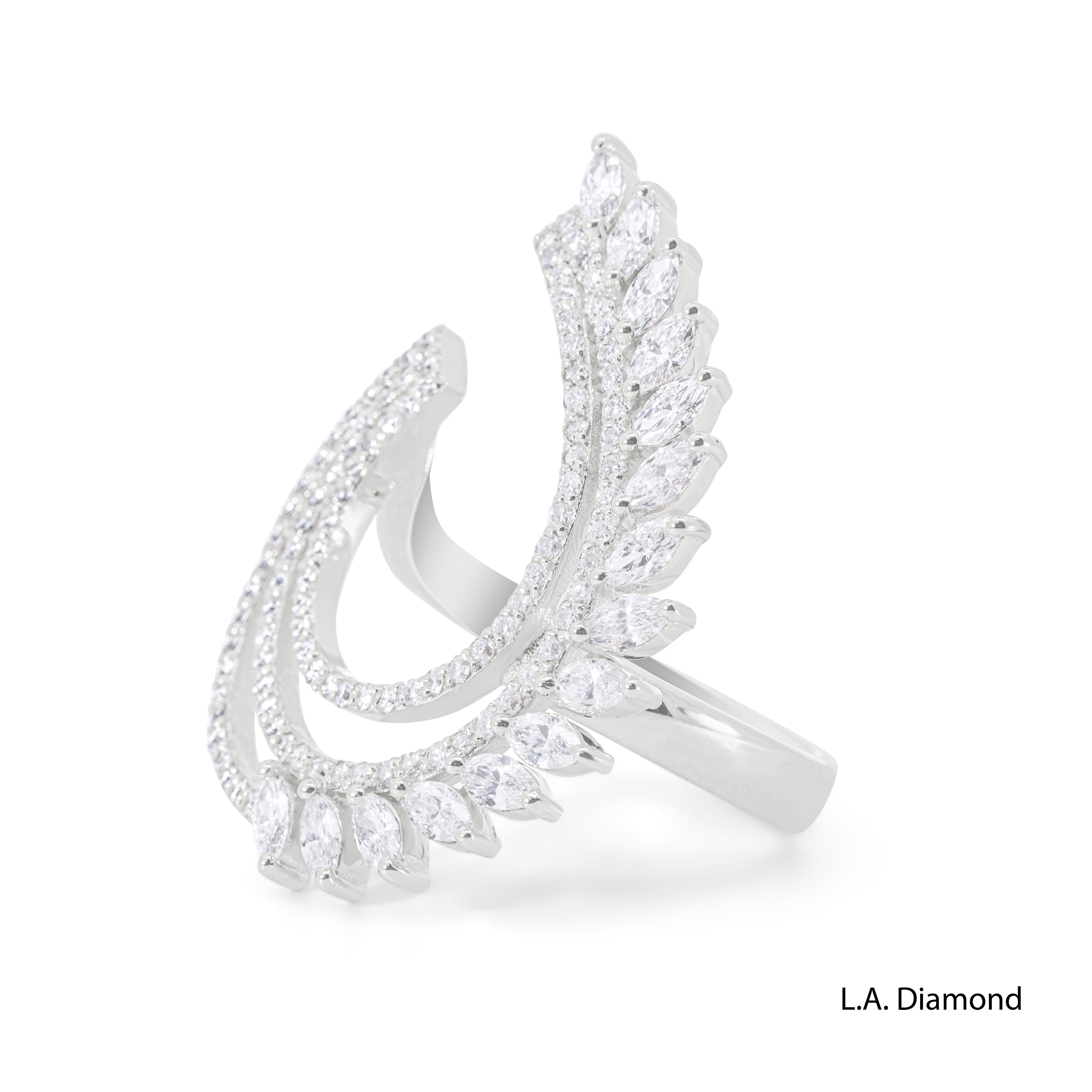 14K White Gold Elegant Feathered Diamond Ring (1.29 ct) 14K White Gold Elegant Feathered Diamond Ring (1.29 ct)