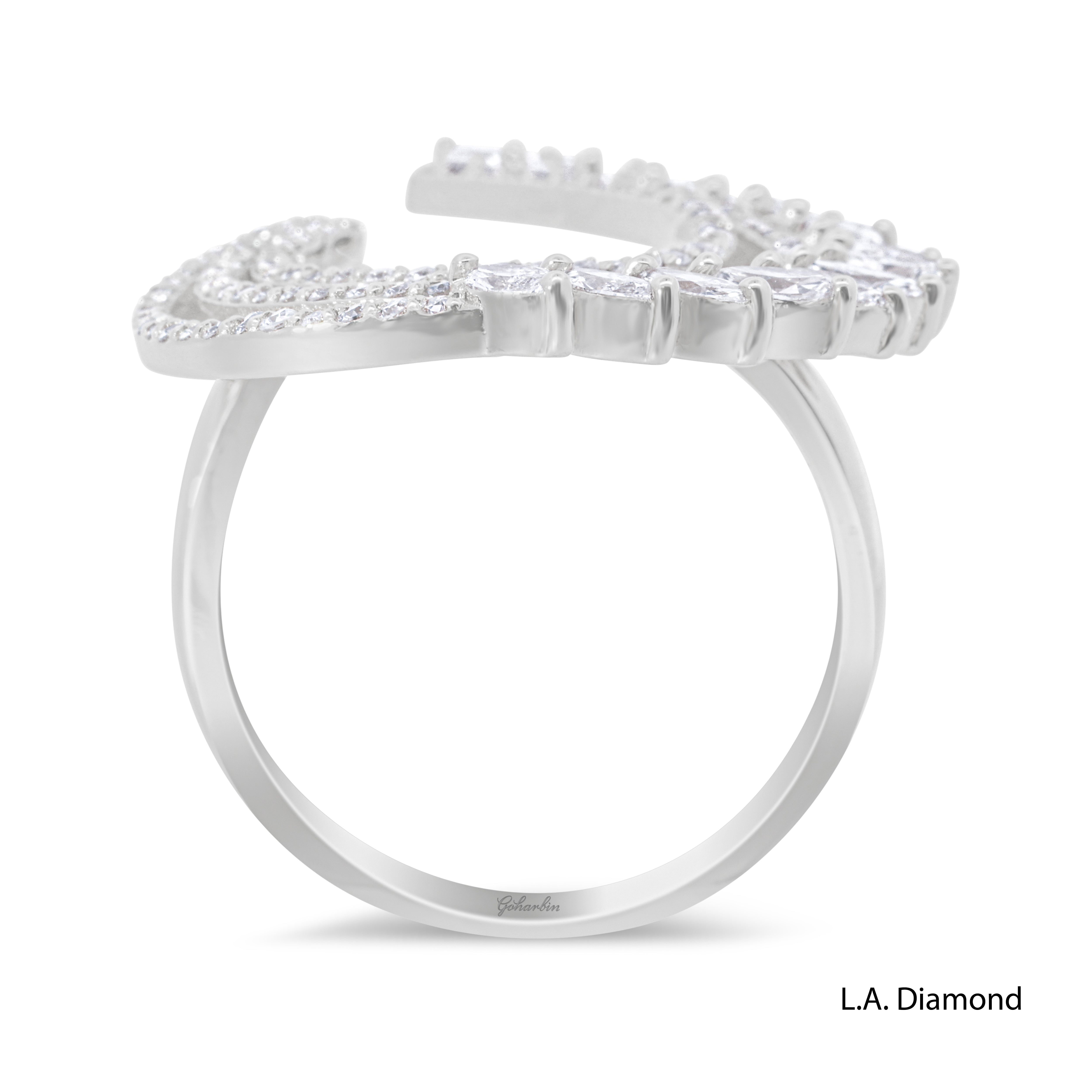 14K White Gold Elegant Feathered Diamond Ring (1.29 ct) 14K White Gold Elegant Feathered Diamond Ring (1.29 ct)