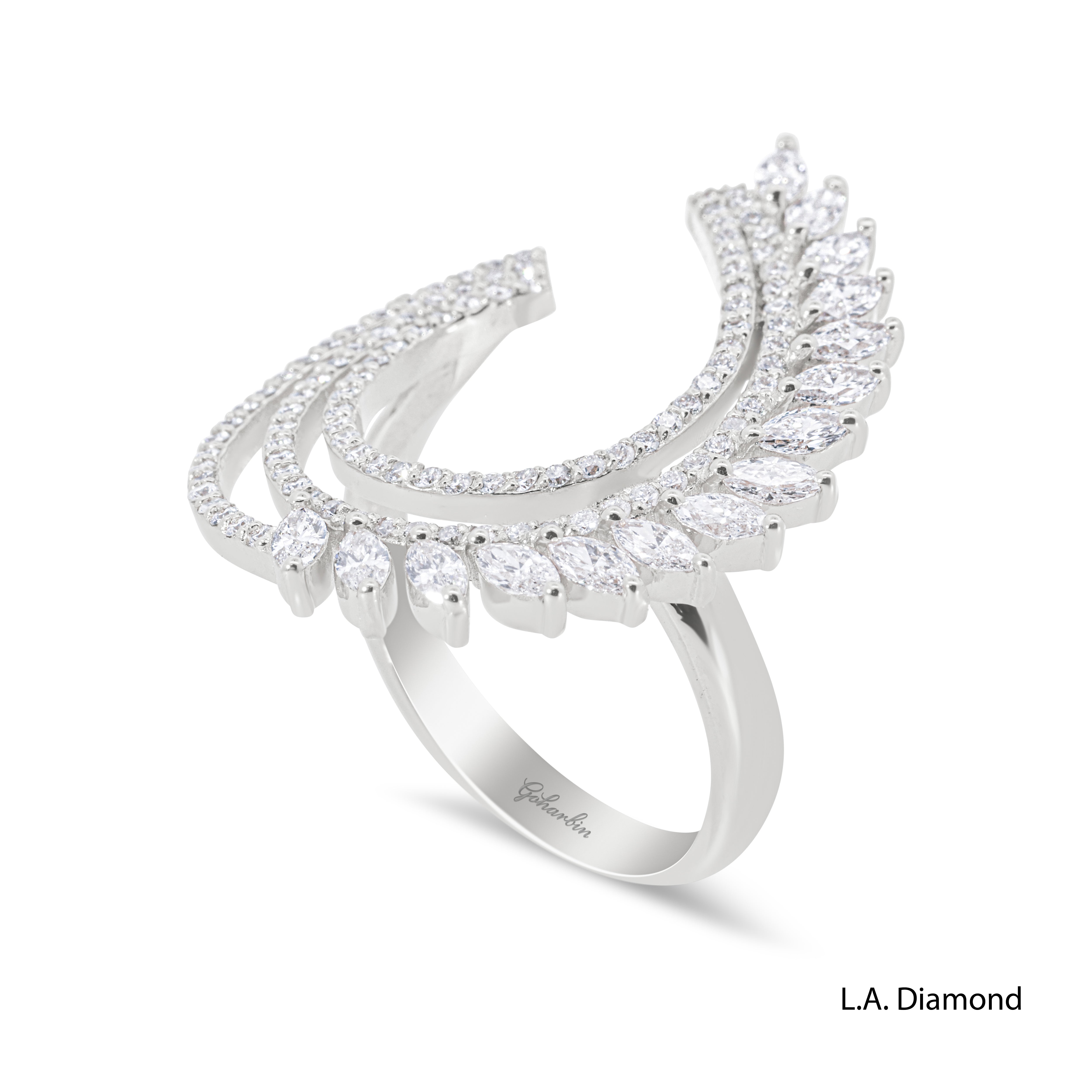 14K White Gold Elegant Feathered Diamond Ring (1.29 ct) 14K White Gold Elegant Feathered Diamond Ring (1.29 ct)