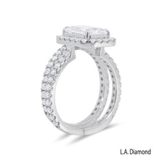 14K White Gold Emerald Cut Diamond Halo Engagement Ring (3.80 ct) 14K White Gold Emerald Cut Diamond Halo Engagement Ring (3.80 ct)