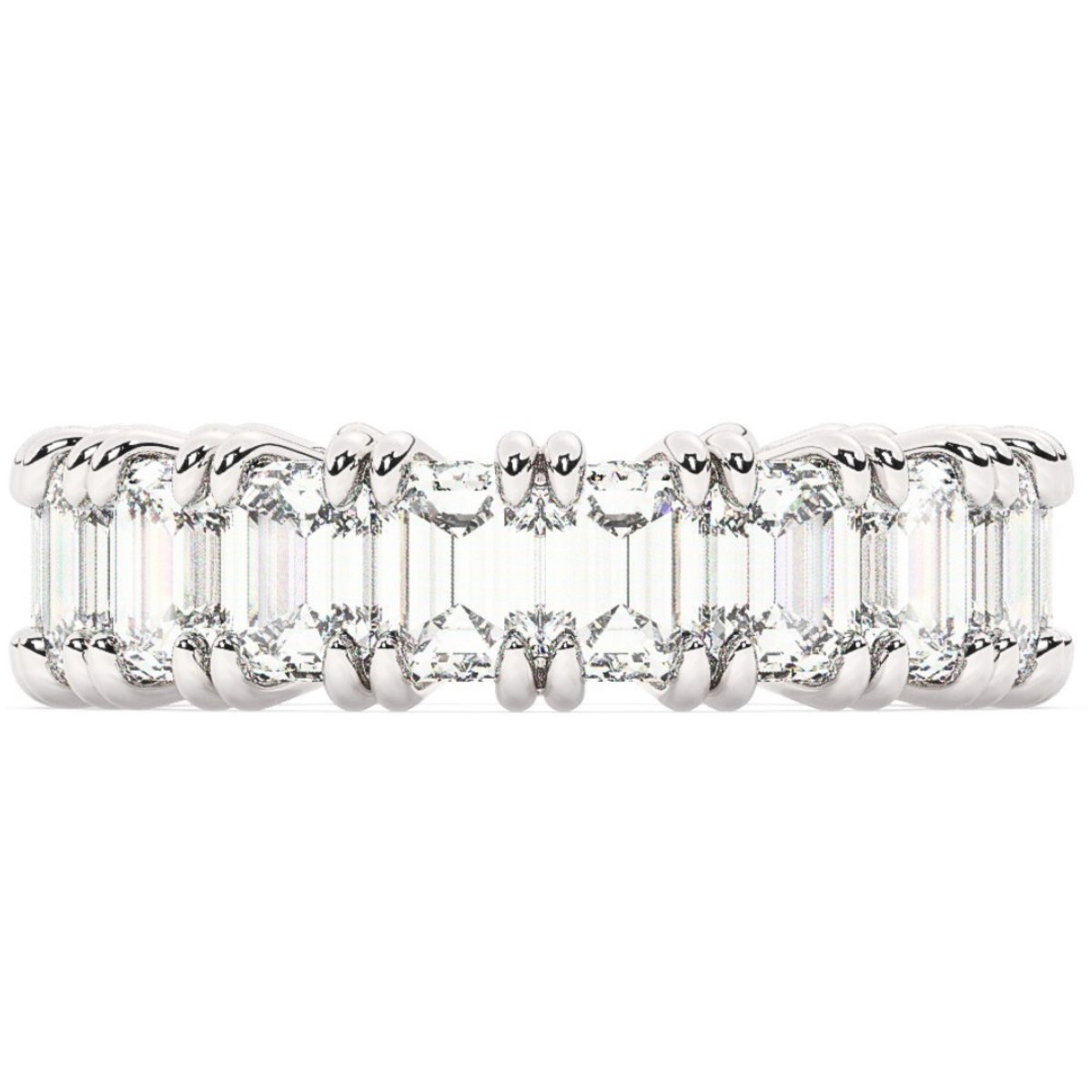 14K White Gold Emerald Cut Diamond Wedding Ring (7.75 ct) 14K White Gold Emerald Cut Diamond Wedding Ring (7.75 ct)