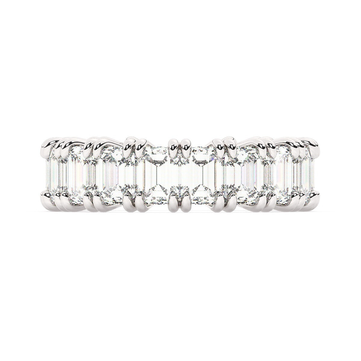 14K White Gold Emerald Cut Diamond Wedding Ring (7.75 ct)_ 14K White Gold Emerald Cut Diamond Wedding Ring (7.75 ct)_