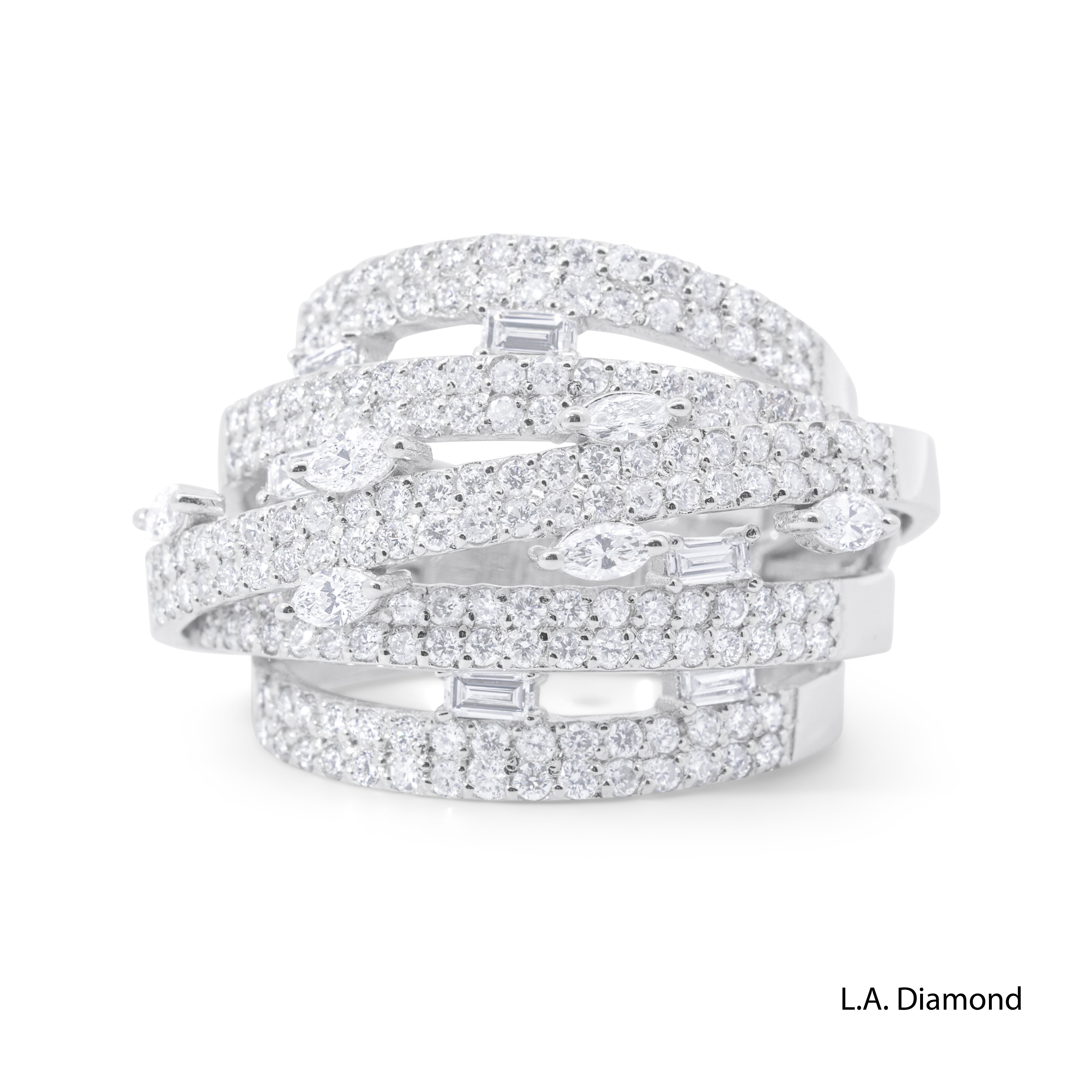 14K White Gold Multi-Cut Cross-Over Diamond Ring (2.15 ct) 14K White Gold Multi-Cut Cross-Over Diamond Ring (2.15 ct)