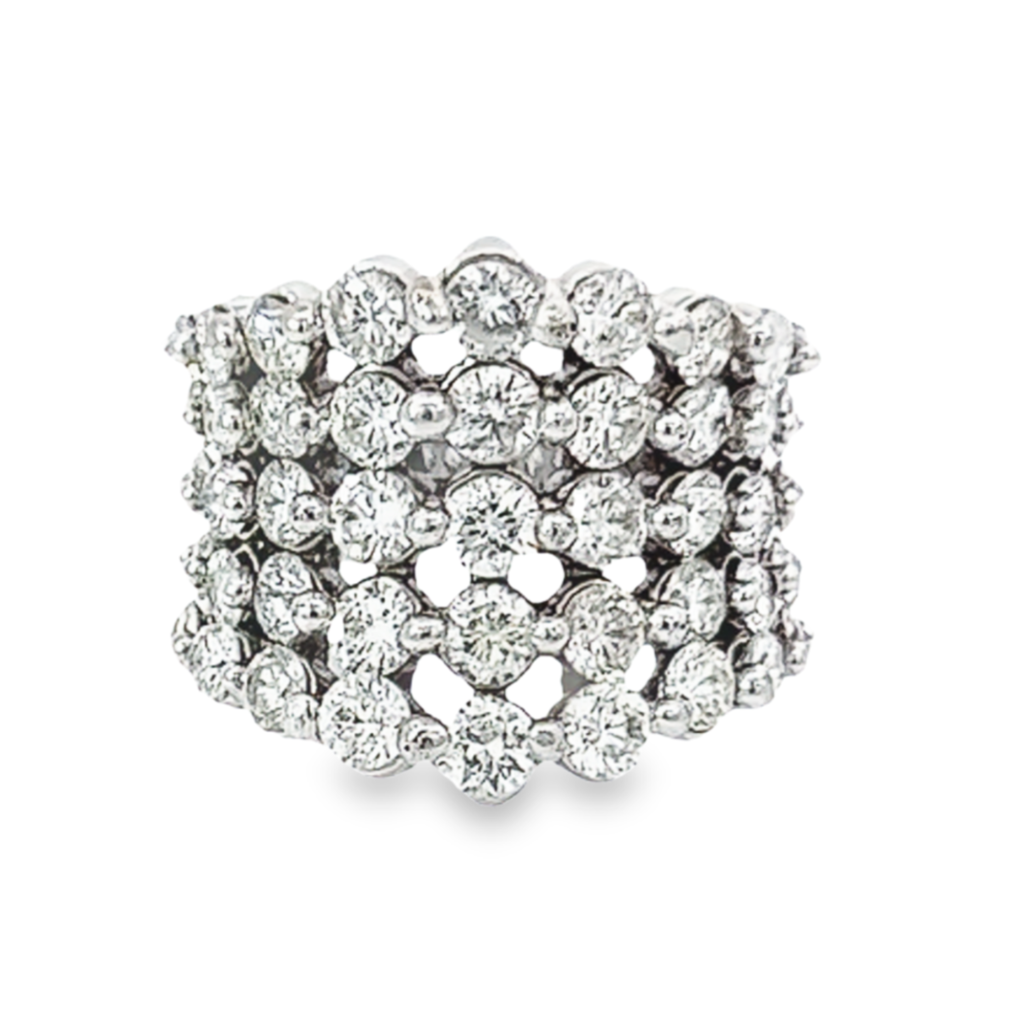 14K White Gold Multi-Layer Diamond Wedding Band (4.85 ct) 14K White Gold Multi-Layer Diamond Wedding Band (4.85 ct)