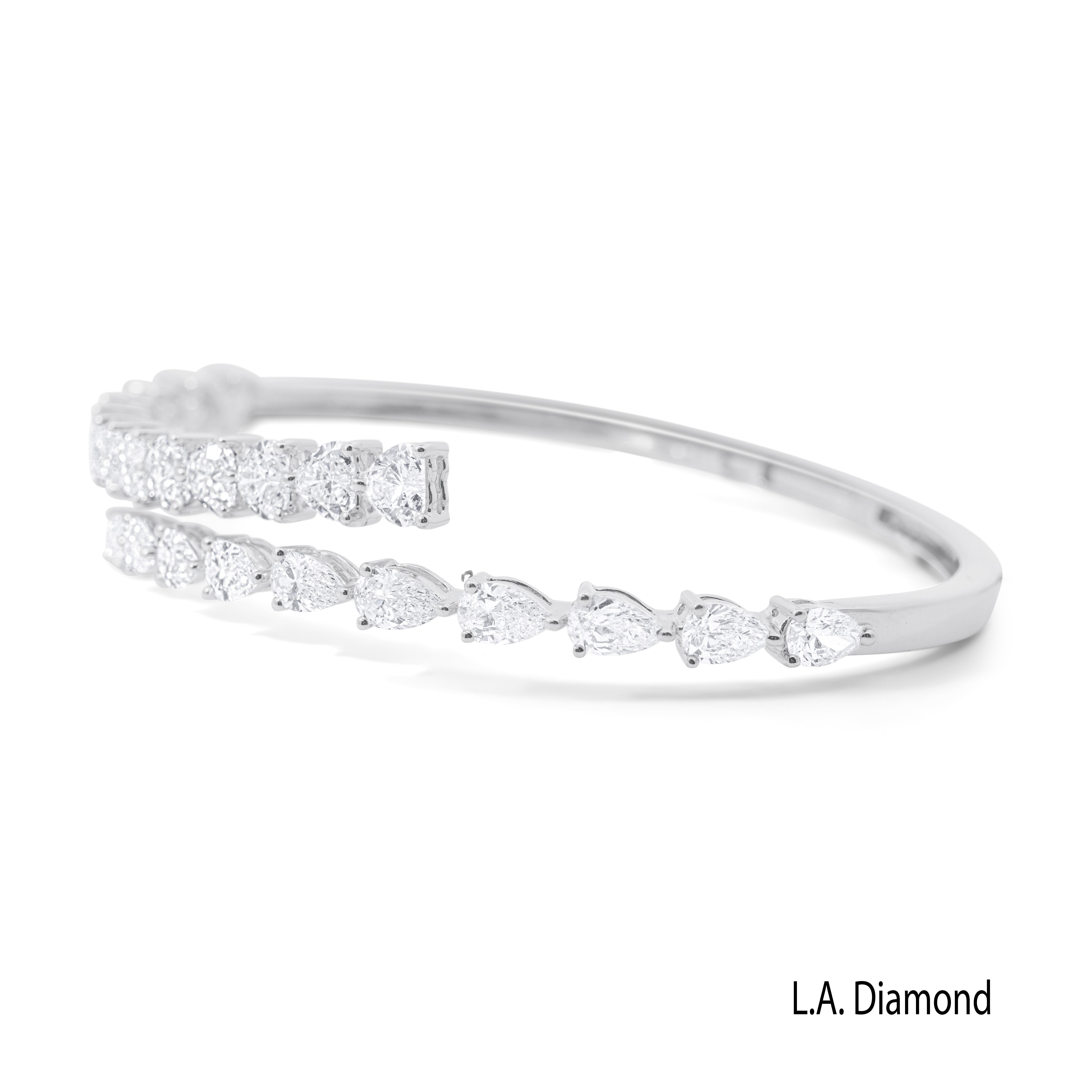 14K White Gold Natural Diamond Bracelet Cuff 14K White Gold Natural Diamond Bracelet Cuff