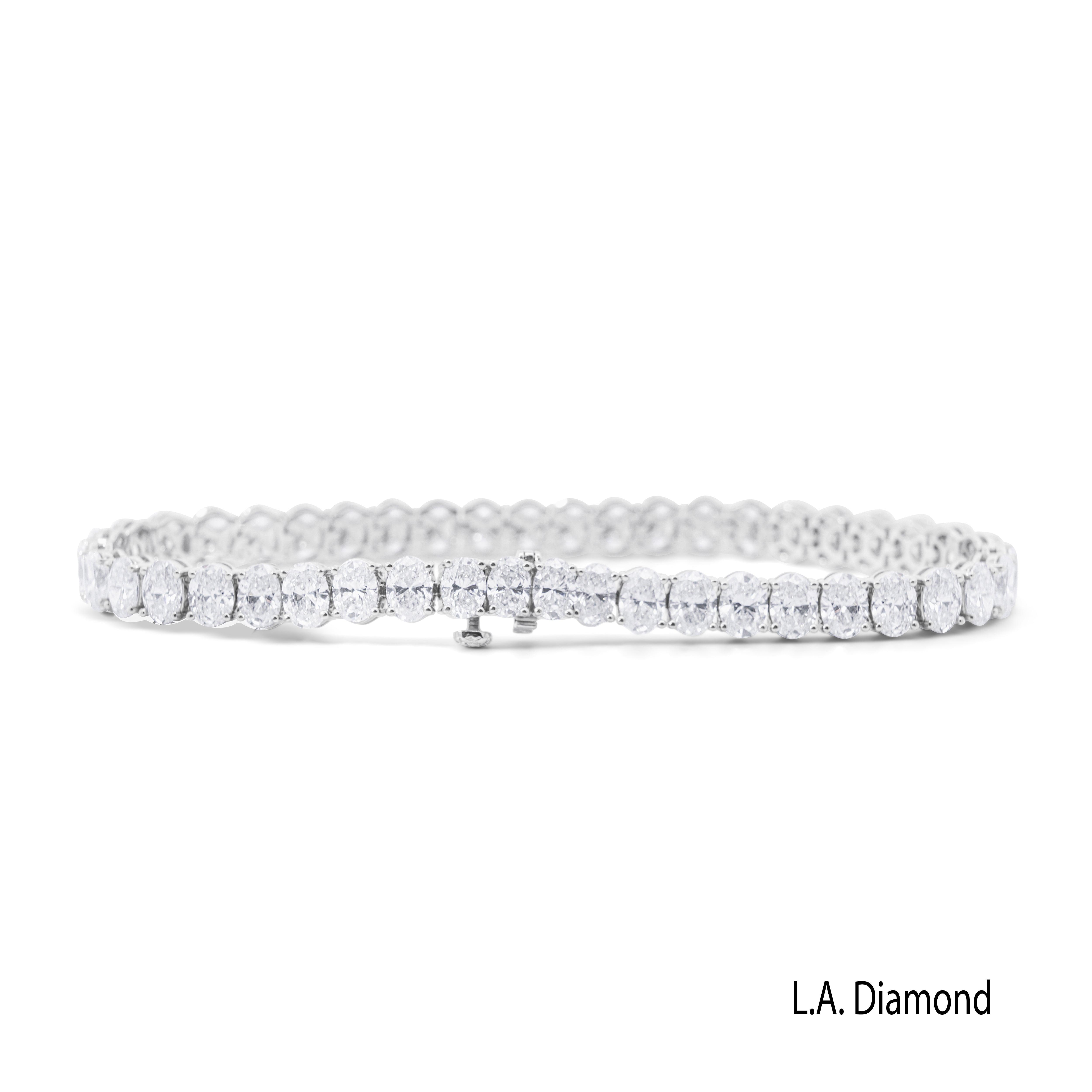 14K White Gold Oval Cut Natural Diamond Tennis Bracelet 14K White Gold Oval Cut Natural Diamond Tennis Bracelet