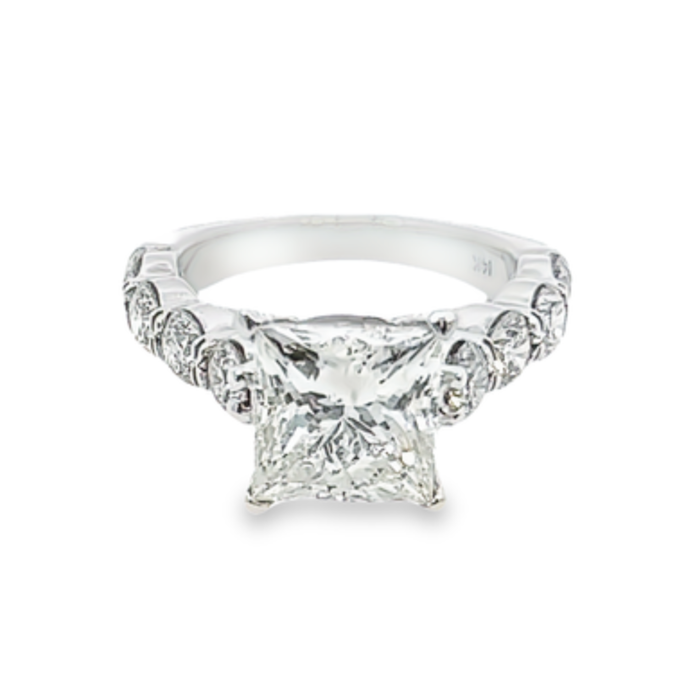 14K White Gold Princess Cut Diamond Engagement Ring (3.54 ct) 14K White Gold Princess Cut Diamond Engagement Ring (3.54 ct)