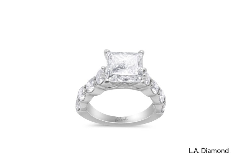 14K White Gold Princess Cut Diamond Engagement Ring (3.54 ct) 14K White Gold Princess Cut Diamond Engagement Ring (3.54 ct)