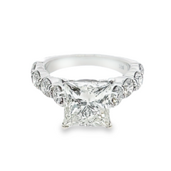 14K White Gold Princess Cut Diamond Engagement Ring (3.54 ct) 14K White Gold Princess Cut Diamond Engagement Ring (3.54 ct)