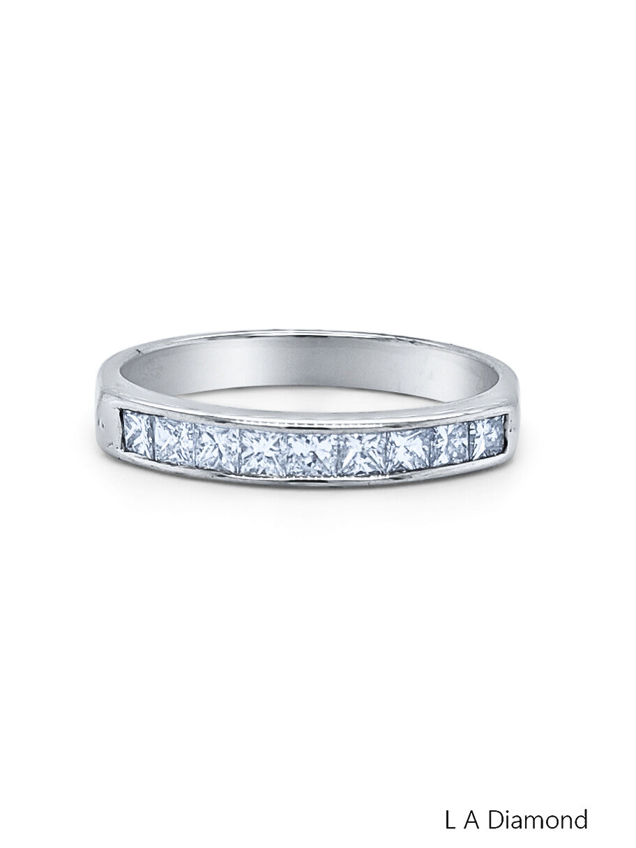 14K_White_Gold_Radiant_Cut_Diamond_Wedding_Ring_0.75_ct_ 14K_White_Gold_Radiant_Cut_Diamond_Wedding_Ring_0.75_ct_