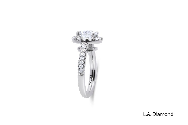 14K White Gold Round Cut Diamond With Halo Engagement Ring (5.86 g) 14K White Gold Round Cut Diamond With Halo Engagement Ring (5.86 g)