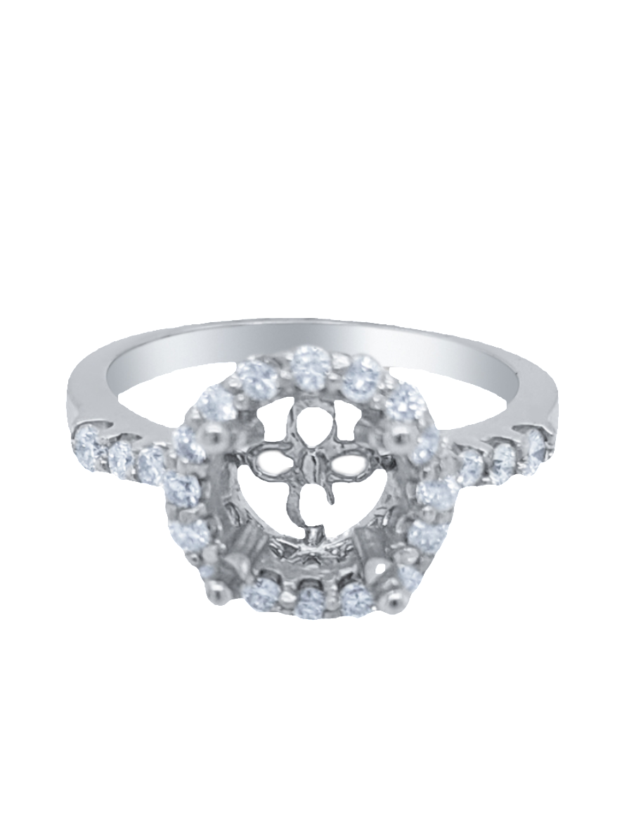 14K White Gold Round Cut Semi-Mount Engagement Ring (0.57 ct) 14K White Gold Round Cut Semi-Mount Engagement Ring (0.57 ct)
