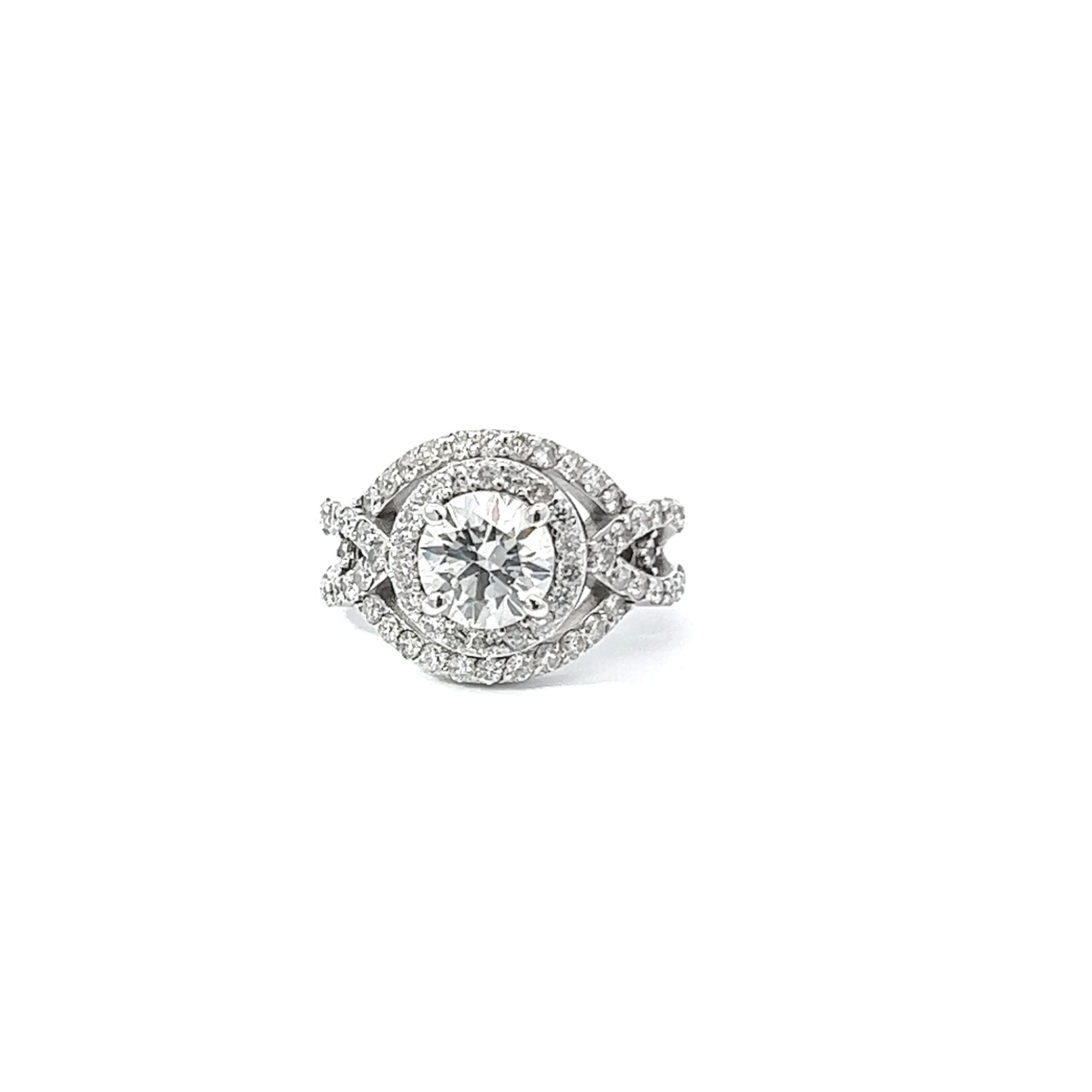 14K White Gold Round Diamond Cut Engagement Ring 14K White Gold Round Diamond Cut Engagement Ring