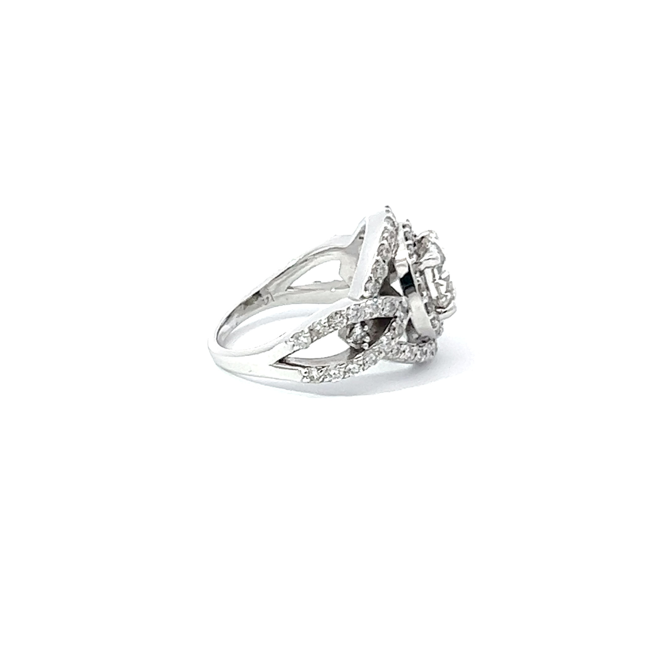 14K White Gold Round Diamond Cut Engagement Ring 14K White Gold Round Diamond Cut Engagement Ring