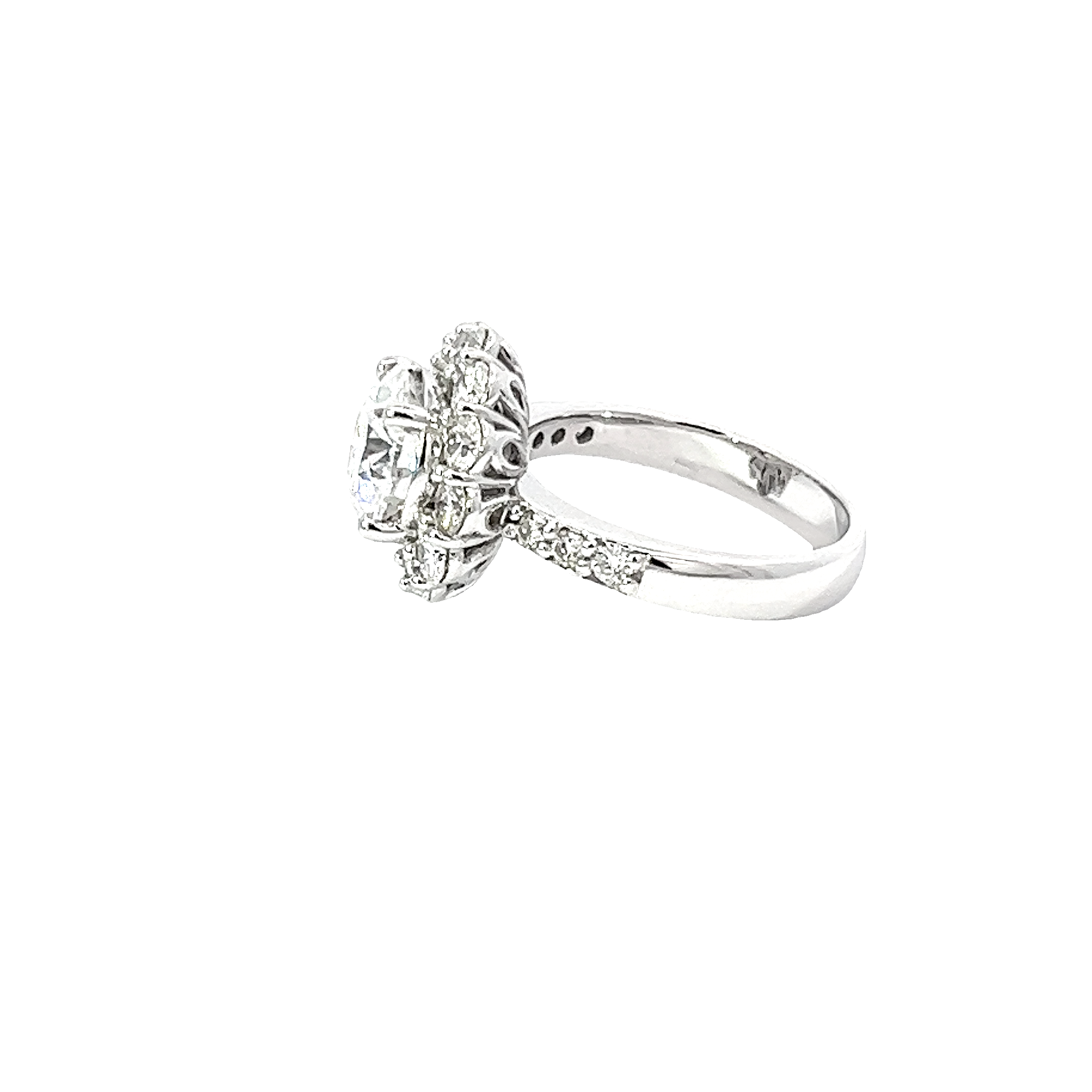 14K White Gold Round Diamond Cut Engagement Ring (6.30 g) 14K White Gold Round Diamond Cut Engagement Ring (6.30 g)